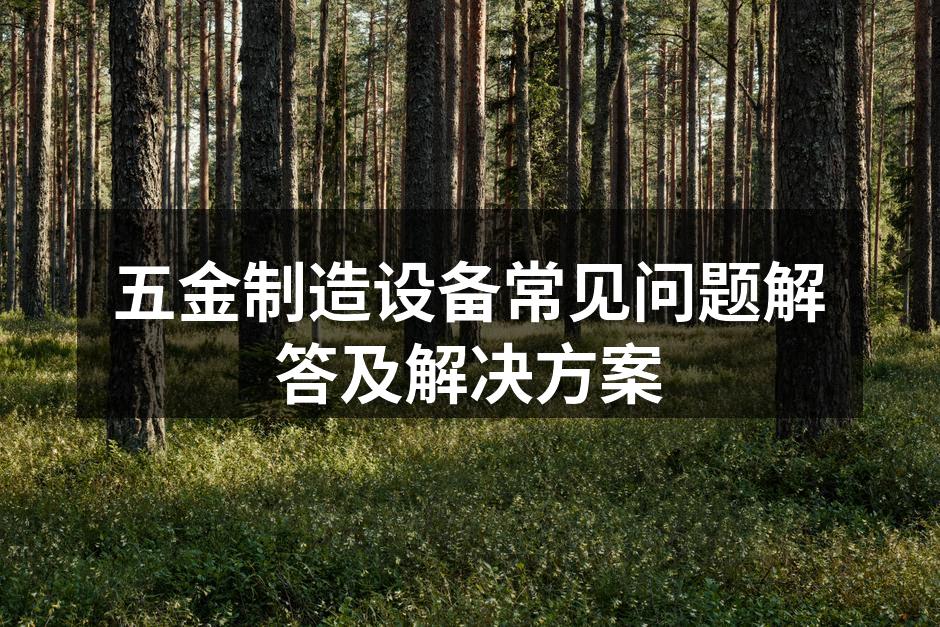 五金制造设备选型分析